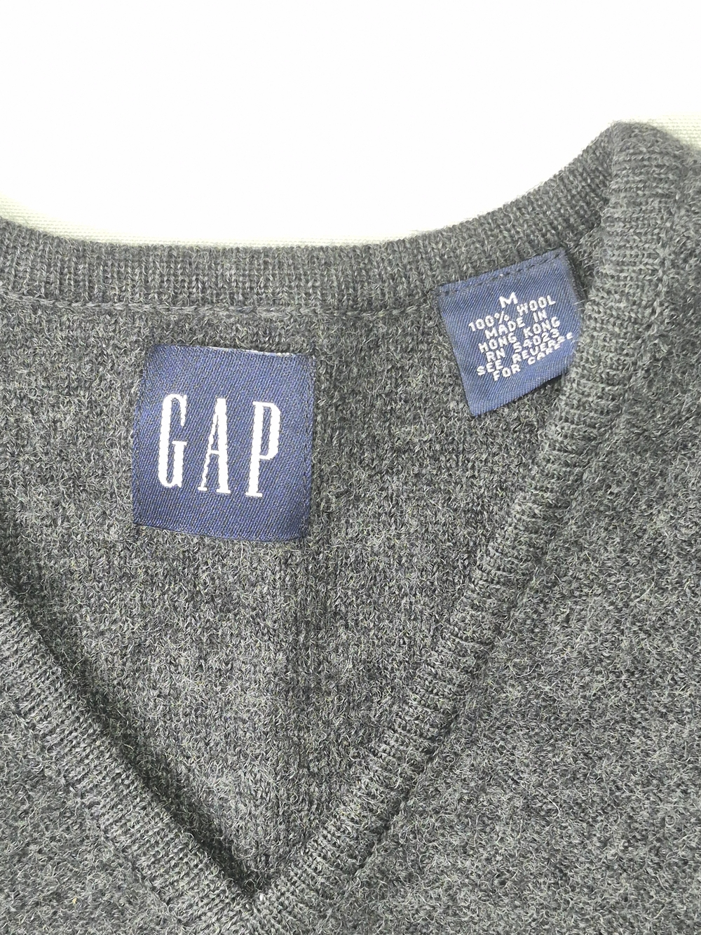 GAP Men's Charcoal V-Neck Wool Sweater